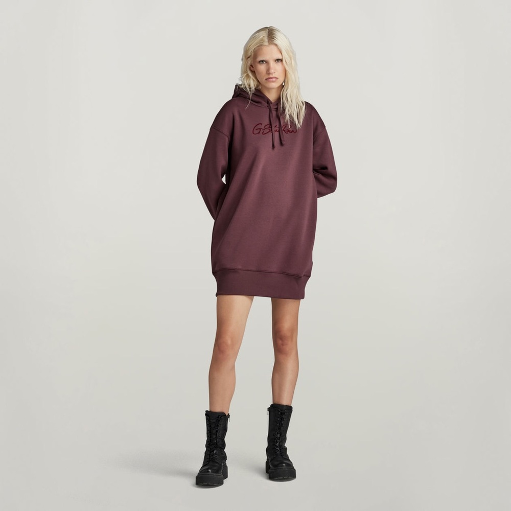 G Star Raw Flocked Hooded Sweat Dress Med